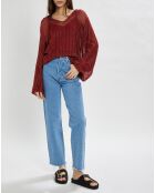 Túnica corta con rayas burdeos iridiscentes