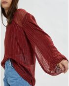 Túnica corta con rayas burdeos iridiscentes