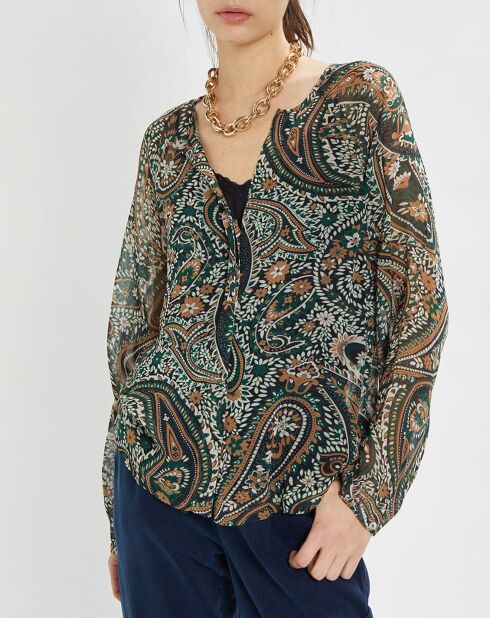 Camisa Margua con estampado de cachemir esmeralda