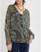 Margua overhemd met smaragdgroene kasjmierprint