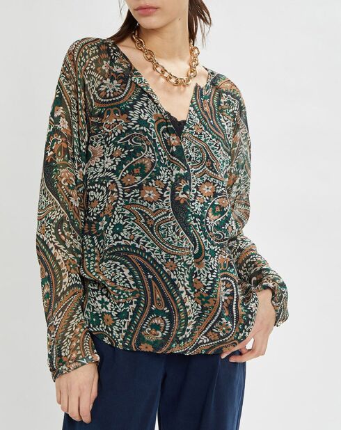 Camisa Margua con estampado de cachemir esmeralda