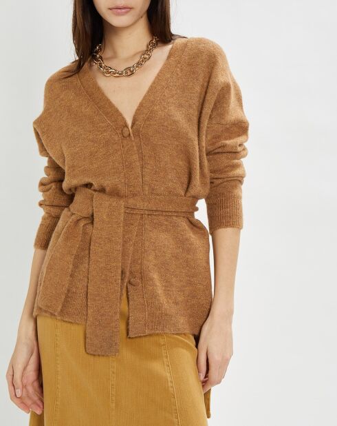 Gilet Hannae en Maille mélangée camel