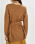 Hannae kamelfarbene Strickweste aus Mischgewebe