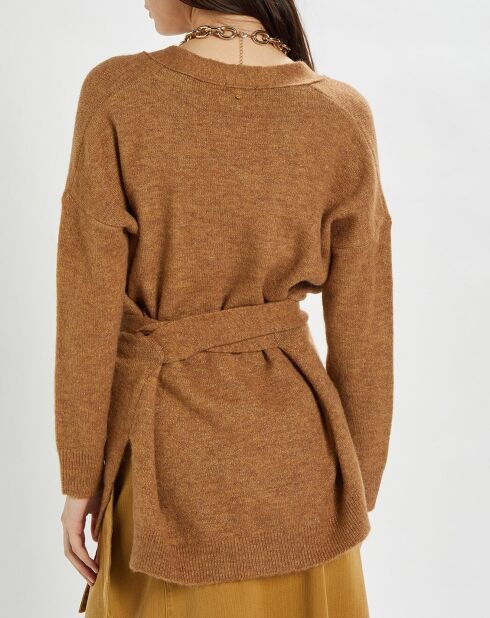 Gilet Hannae en Maille mélangée camel