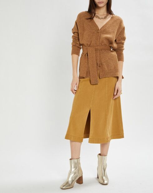 Gilet Hannae en Maille mélangée camel