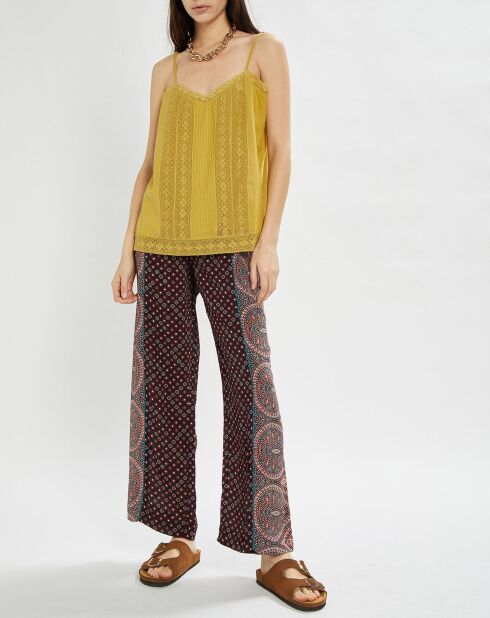 Pantalon fluide Inès imprimé bordeaux