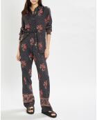 Priya fließende Hose mit anthrazitfarbenem Aufdruck