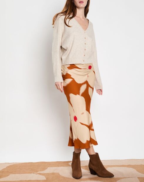 Jupe midi Flore terracotta