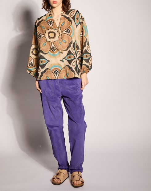 Ingrid paarse elastische broek