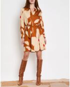 Flore terracotta korte jurk