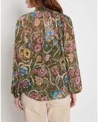 Anna kaki blouse met losse pasvorm