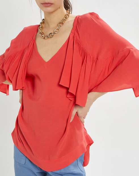 Túnica Aloha con volantes de coral