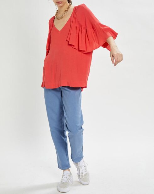 Túnica Aloha con volantes de coral