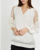 Túnica holgada con guipur crudo