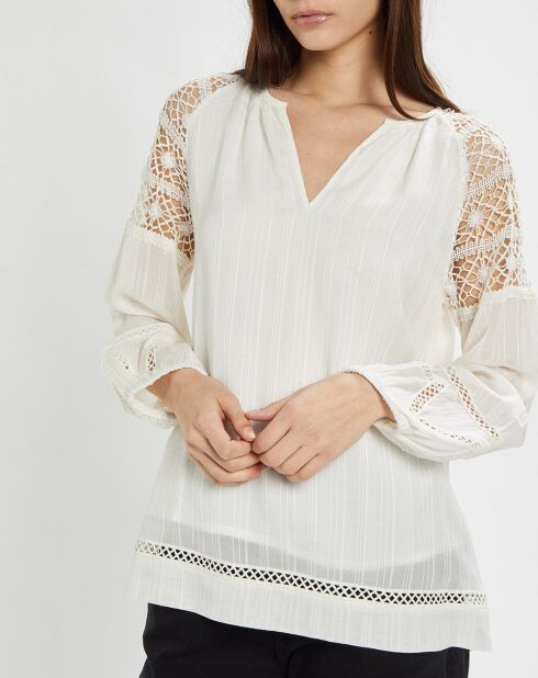 Túnica holgada con guipur crudo