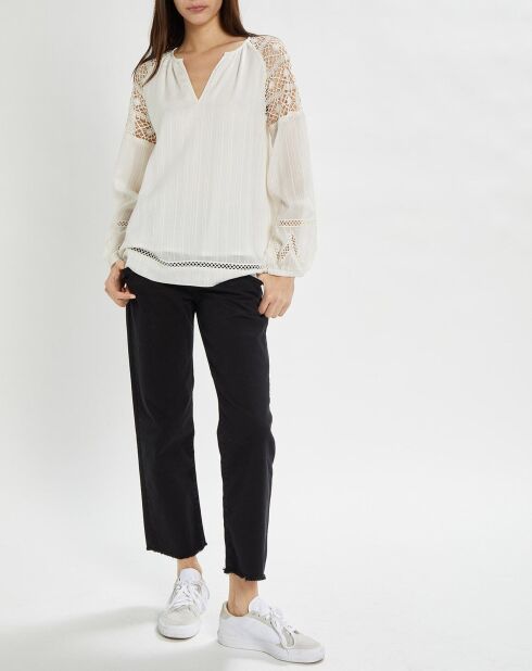 Túnica holgada con guipur crudo