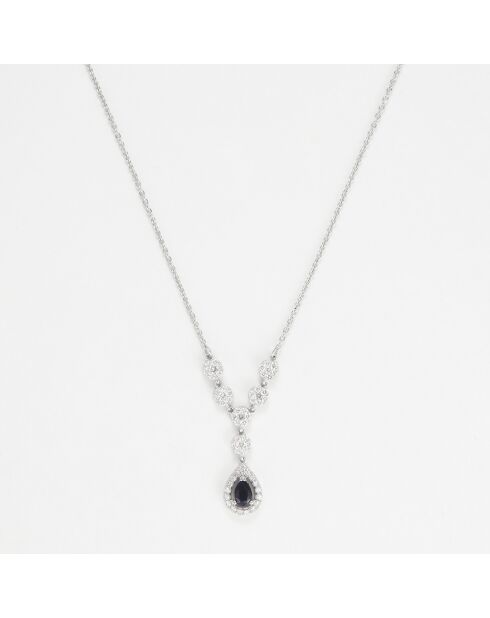 Historia halsketting in witgoud, diamanten 0,42 kt en saffier 0,22 kt