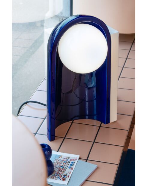 Lampe de table Cléo Crème et Robot Bleu 25x42x23 cm