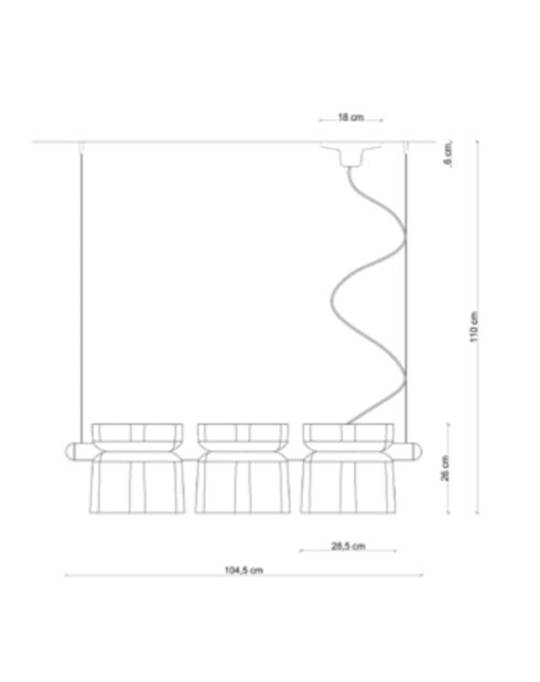 Suspension Yakitori Multicolore 104.5x21x26 / (tot 110) cm