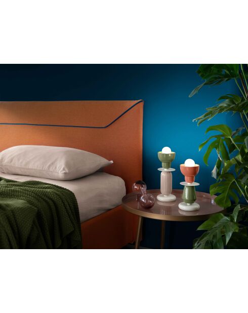 Lampe de Table Berimbau Pokè Orange + Feuille Verte 24x12 cm