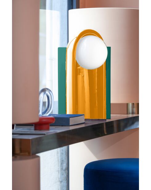 Lampe de table Cléo Turquoise et Jaune 25x42x23 cm