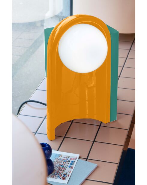Lampe de table Cléo Turquoise et Jaune 25x42x23 cm