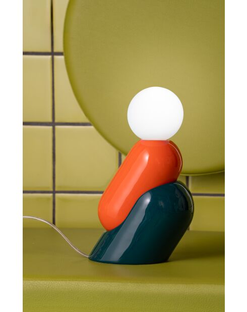 Lampe de table Tata Orange Fox et Vert pétrole 10x22x23 cm