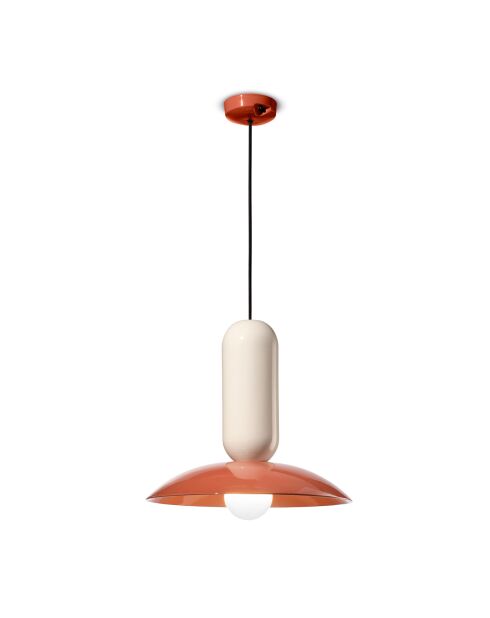 Lampe à Suspension Pau Pokè Orange + Os Blanc 36x40 cm