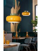 Suspension Maracana' Feuille verte et Jaune 20x37 cm