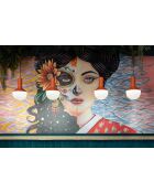 Suspension Selaron Pokè orange 39x24 cm