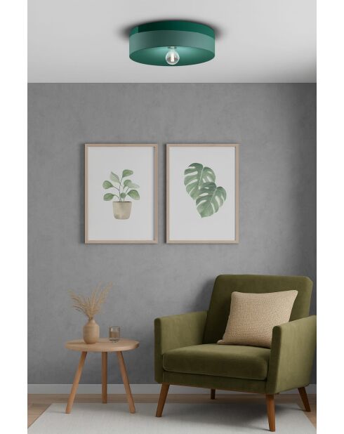 Plafonnier vert bouteille Pi 11x40 cm