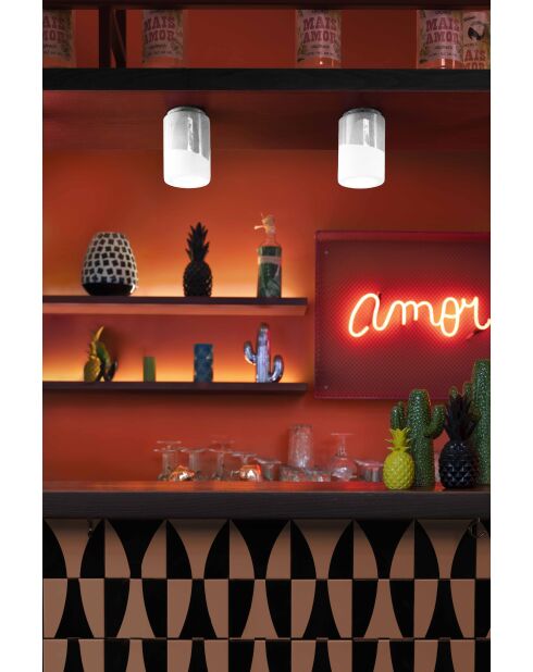 Plafonnier Pi Blanc Naturel 12x8.5 cm