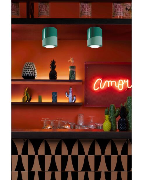 Plafonnier vert bouteille Pi 14x12.5 cm