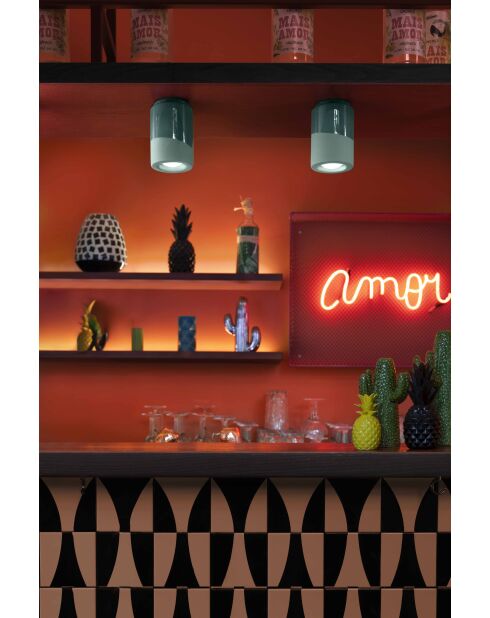 Plafonnier vert bouteille Pi 12x8.5 cm