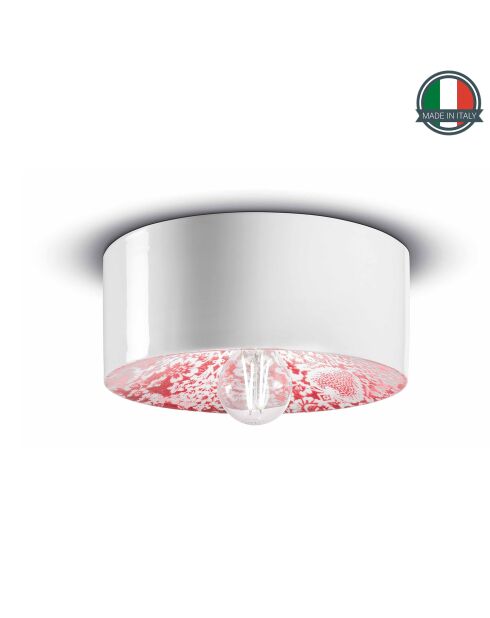 Plafonnier Pi Ming Rouge 11x25 cm