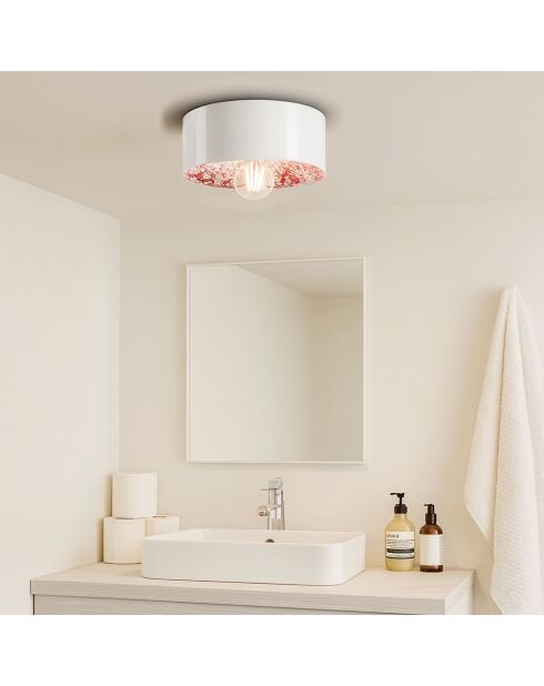 Plafonnier Pi Ming Rouge 11x25 cm