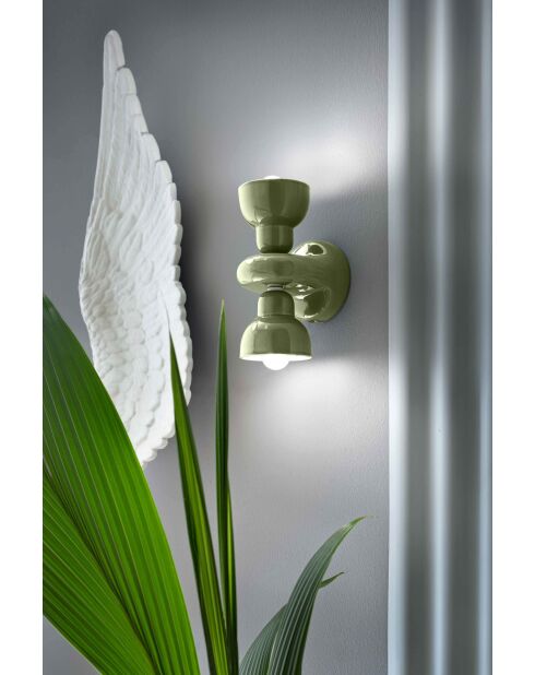 Applique murale Berimbau Feuille Verte 13x16x25.5 cm