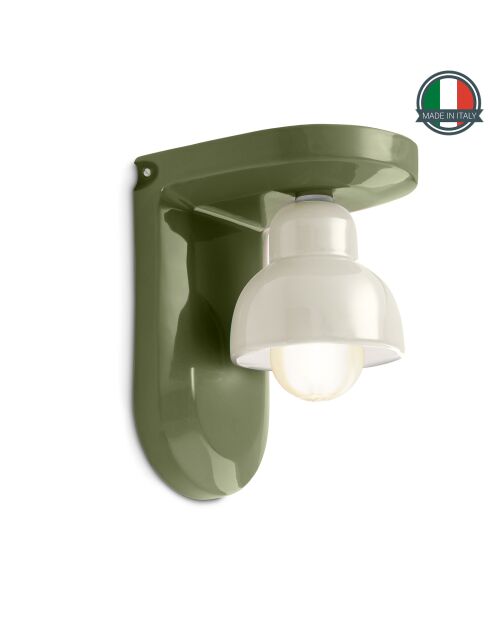 Applique murale Berimbau Vert feuille + Blanc os 13x16.5x22 cm