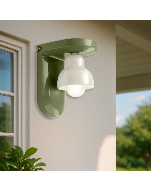 Applique murale Berimbau Vert feuille + Blanc os 13x16.5x22 cm