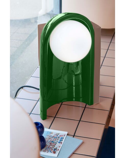 Lampe de table Cléo Gris sable et Vert Bali 25x42x23 cm