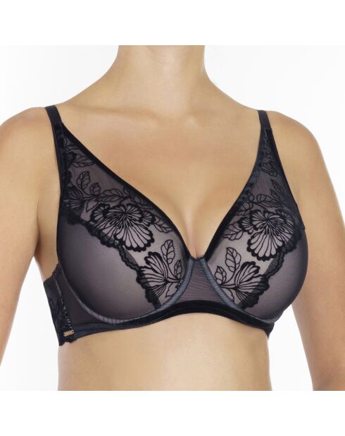 Soutien-gorge à armatures et bonnets moulés Velvet Flora noir