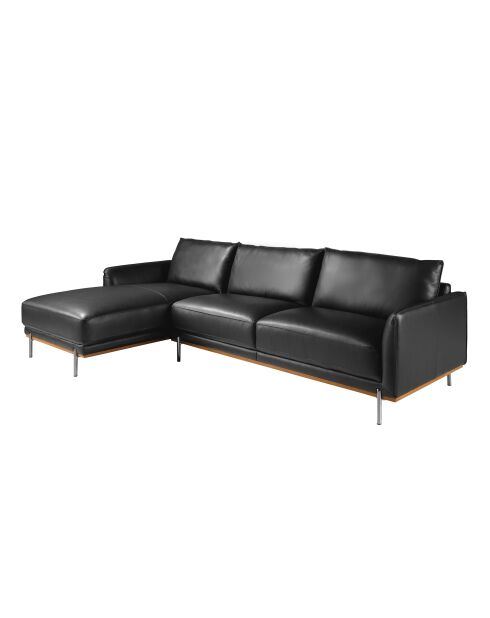 Sofá esquinero de piel Meridian negro - 295x160x160 cm