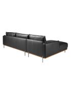 Sofá esquinero de piel Meridian negro - 295x160x160 cm