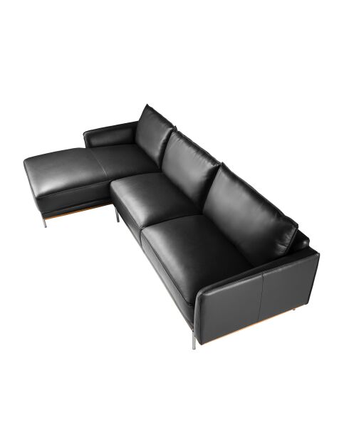 Sofá esquinero de piel Meridian negro - 295x160x160 cm