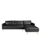 Sofá esquinero de piel Meridian negro - 295x160x160 cm