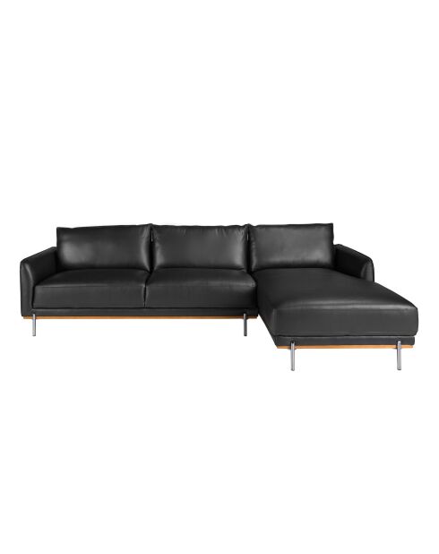 Sofá esquinero de piel Meridian negro - 295x160x160 cm