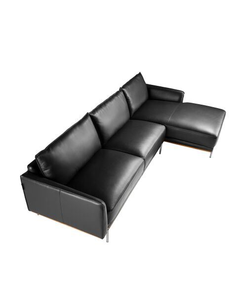 Sofá esquinero de piel Meridian negro - 295x160x160 cm