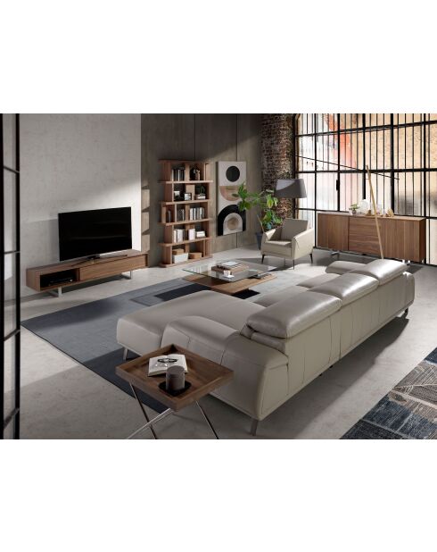 Tavolino quadrato in vetro/noce - 55x100x100 cm