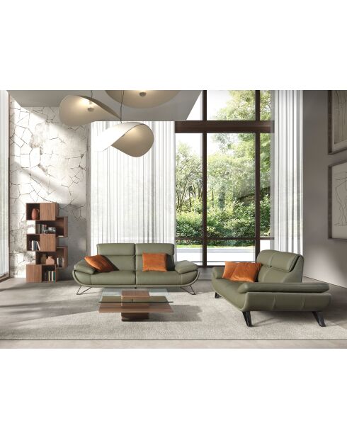 Tavolino quadrato in vetro/noce - 55x100x100 cm