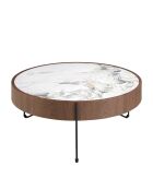 Tavolino rotondo in noce/bianco/nero - 36x81x81 cm